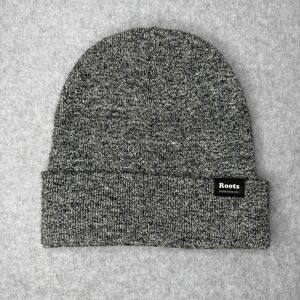 Roots Gray Black White Cuffed Beanie Hat Minimalist One Size Winter Outdoor Knit